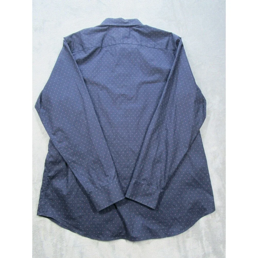 Banana Republic Shirt Mens XL 17-17.5 Slim Fit Non-Iron Geometric Blue Long Slv.